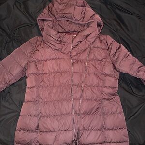 DKNY Women's Burgundy Puffer Coat